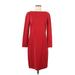 MICHAEL Michael Kors Casual Dress - Sheath High Neck 3/4 sleeves: Red Print Dresses - Women's Size 8