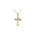 Claddagh Cross Necklace in 9ct Two-Tone Gold