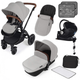 Ickle Bubba Stomp V3 i-Size Travel System With ISOFIX Base - Silver On Black Frame