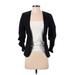 H&M Blazer Jacket: Short Black Print Jackets & Outerwear - Women's Size 2