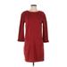 Cynthia Rowley Casual Dress - Shift Crew Neck 3/4 sleeves: Burgundy Print Dresses - Women's Size Small