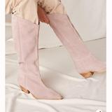 Free People Shoes | Free People, Sway Low Soft Mauve, Suede, Slouchy, Cowboy Boot. Size 7. | Color: Pink/Purple | Size: 7
