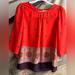 Anthropologie Tops | Maeve For Anthropologie Blouse Sz 6 Small Red Orange Boho Print | Color: Orange/Red | Size: 6
