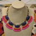 J. Crew Jewelry | J. Crew Blue, Orange, And Pink Fan Statement Necklace New!!! | Color: Orange/Pink | Size: Os