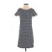 J.Crew Factory Store Casual Dress - Mini Crew Neck Short sleeves: Blue Stripes Dresses - Women's Size X-Small