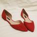 Nine West Shoes | Nine West Cherry Red Suede Pointed Flats, Size 8.5 | Color: Red | Size: 8.5