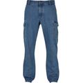 Bequeme Jeans URBAN CLASSICS "Herren Straight Leg Cargo Jeans" Gr. 44, Normalgrößen, blau (light blue washed) Herren Jeans