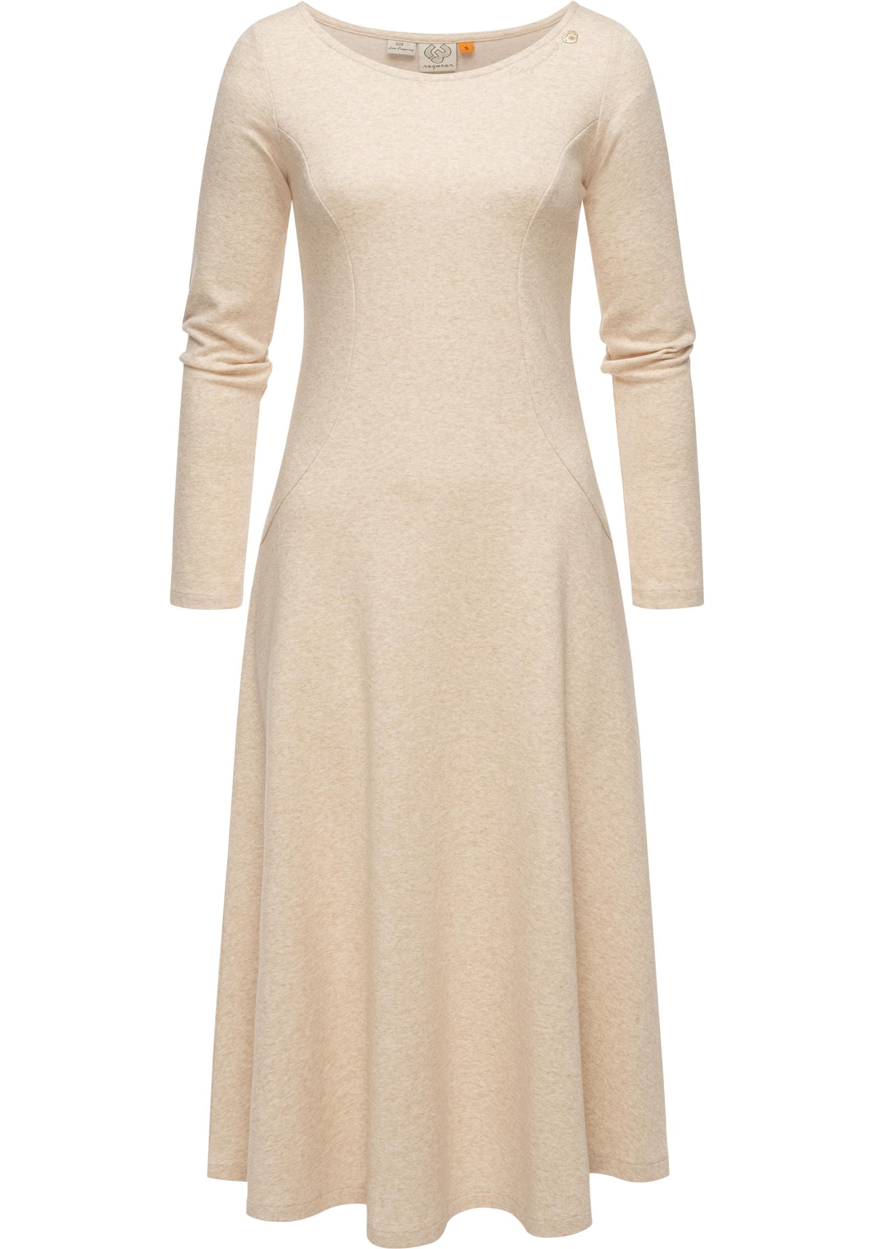 A-Linien-Kleid RAGWEAR "Appero Long", Damen, Gr. XL(42), Normalgrößen, beige, Material: 70% Baumwolle, 30% Polyester, A-Linie ca. Mitte Wade, Rundhals, Ärmel ohne Ärmelschlitz abgesteppte Kante, Kleider, Stylisches Langarm-Kleid für den Winter Image