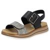 Keilsandalette REMONTE "ELLE-Collection", Damen, Gr. 42, beige (schwarz, creme), Leder, Textil, casual, Schuhe, Sommerschuh, Sandale, Komfortschuh mit praktischen Klettverschlüssen