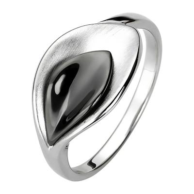 Fingerring JOBO Gr. 58, schwarz, Fingerringe, Damen, 58, Silber 925 (Sterlingsilber), 925 Silber schwarz teilrhodiniert