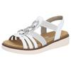 Sandale REMONTE, Damen, Gr. 37, silber (weiß, silberfarben), Lederimitat, casual, Schuhe, Sommerschuh, Sandalette, Keilabsatz, mit praktischen Gummizügen
