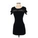 J.ING Cocktail Dress - Bodycon Scoop Neck Short sleeves: Black Print Dresses - Women's Size X-Small