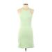 Streetwear Society Casual Dress - Mini: Green Solid Dresses - Women's Size Large