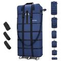 Gloyuda Expandable Foldable Luggage, 42'' Suitcase With Spinner Wheels, Rolling Duffel Travel Bag, Collapsible Luggage, With 2 Luggage Handle Wrap and 2 Fixing Straps, 1 Shoulder Strap, Blue, 42-Inch,