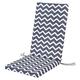 Waterproof High Back Chair Cushion With Ties 120x45x4cm | Indoors/Outdoors Patio Seat Pad Cushion For Garden Chairs, Loungers, Recliner, Relaxer | Water-Resistant Material |Zig Zag Graphite