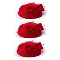 USHOBE Women Veil Hat 3pcs Caps Wool Felt Hat Lady Phillbox Hat Women Wool Hat Miss Temperament Red Veil Lady Wool Felt Hat