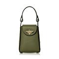 Montte Di Jinne - Elegant Dual-Style Italian Genuine Leather Handbag for Women - Versatile Handheld or Crossbody Bag Design, Removable Gold Chain Strap, Features a Gold Bee Clasp. (OLIVE GREEN)