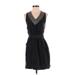 Theory Casual Dress - Mini V Neck Sleeveless: Black Solid Dresses - Women's Size 2