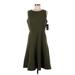 Sharagano Casual Dress - A-Line: Green Solid Dresses - Women's Size 6