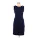 T Tahari Casual Dress - Sheath: Blue Solid Dresses - Women's Size 10