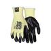 MCR Safety Cut Pro 15 Gauge Stretch Kevlar Shell Cut Resistant Work Gloves Textured Nitrile Coated Palm and Fingertips Black/Yellow Small 9693S