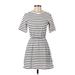 Old Navy Casual Dress - Popover: White Stripes Dresses - Women's Size X-Small