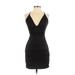 Emerald Sundae Cocktail Dress - Bodycon V-Neck Sleeveless: Black Print Dresses - Women's Size Small
