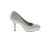Silver Slipper Heels: Pumps Stilleto Cocktail Party Silver Shoes - Women's Size 8 1/2 - Round Toe