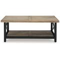 Signature Design by Ashley Bristenfort Coffee Table Wood/Metal in Black/Brown/Gray | 18.38 H x 26 W x 46 D in | Wayfair T685-1