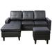 Black Reclining Sectional - Latitude Run® 75" Wide Faux Leather Reversible Sofa & Chaise w/ Ottoman Faux Leather | Wayfair