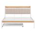 Latitude Run® Queen Size Platform Bed Frame w/ Twin Trundle, Upholstered Headboard, Usb Ports, Sockets in White | Wayfair