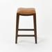 Red Barrel Studio® Jhordyn 24" Counter Stool Wood/Leather/Genuine Leather in Brown | 24 H x 13.625 W x 11.75 D in | Wayfair