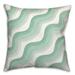 Wrought Studio™ Blue & Pink Waves Outdoor Throw Pillow Polyester/Polyfill blend in Green | 18 H x 18 W x 1.5 D in | Wayfair