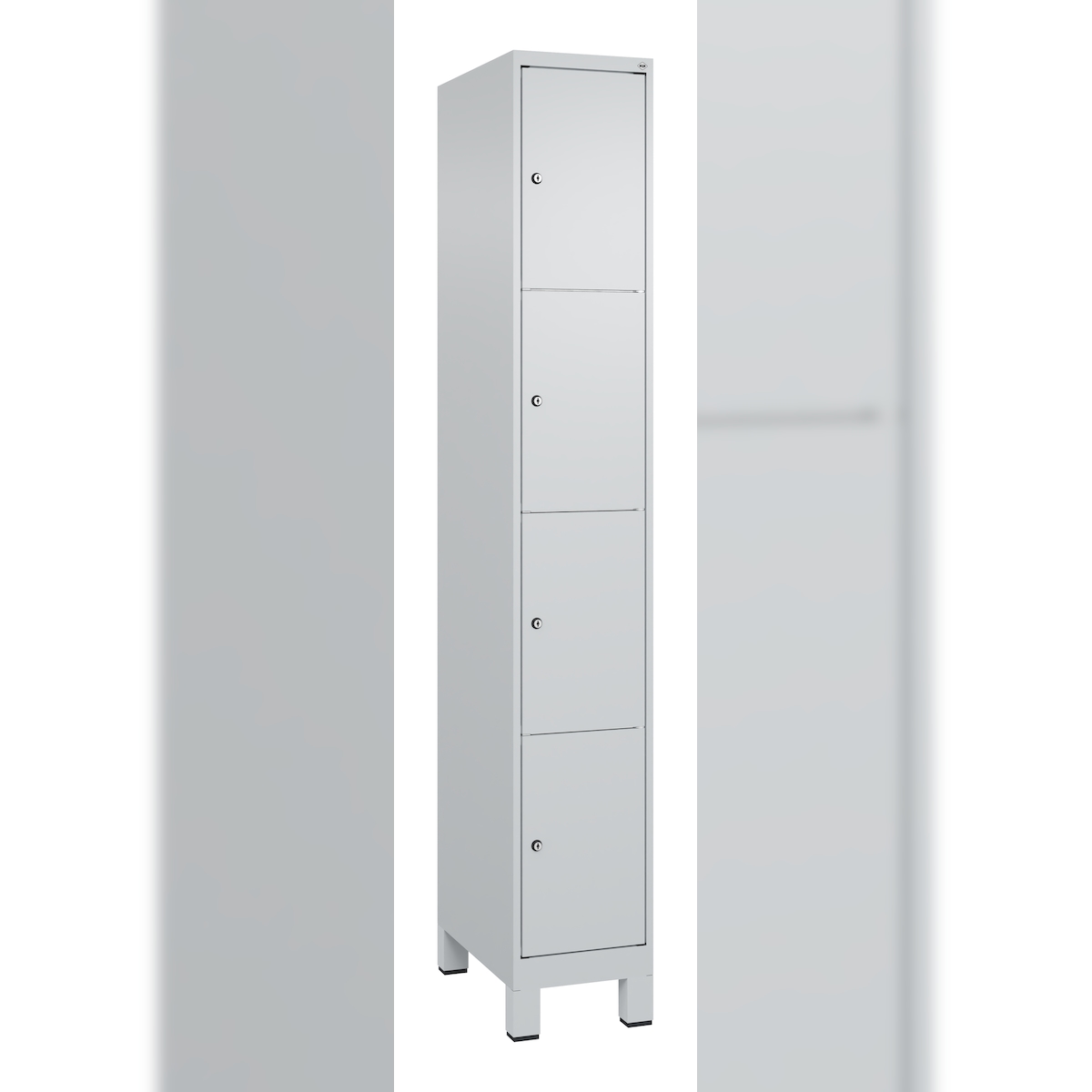 C+P Schließfachschrank Classic PLUS, Füße, 1 Abteil, 1950x300x500mm, 7035/7035 Image