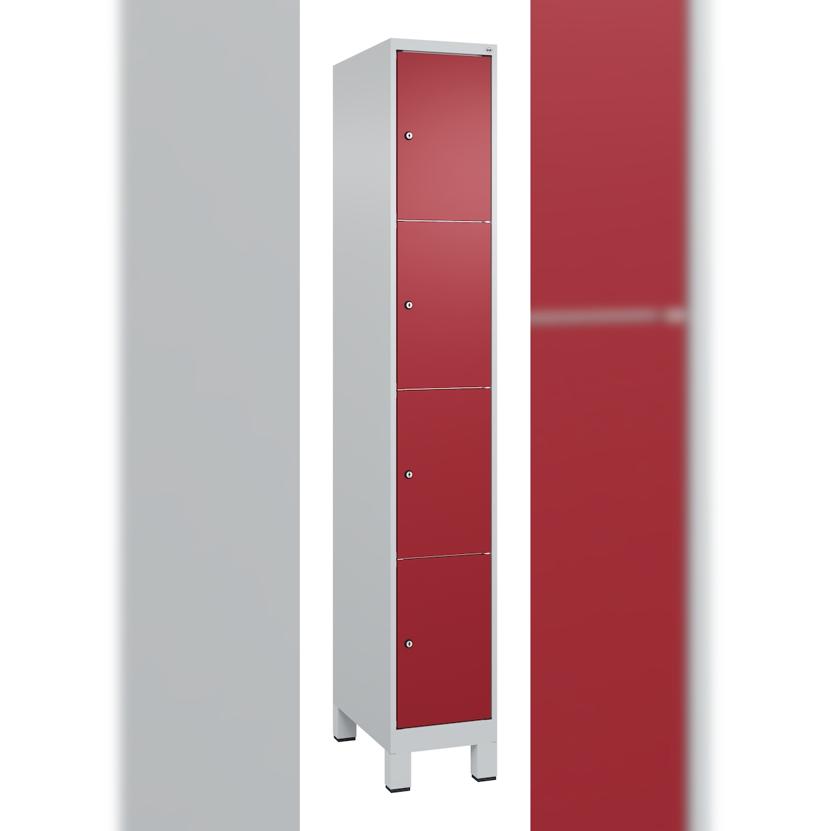 C+P Schließfachschrank Classic PLUS, Füße, 1 Abteil, 1950x300x500mm, 7035/3003 Image