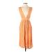 Topshop Cocktail Dress - Midi V Neck Sleeveless: Orange Solid Dresses - Women's Size 4