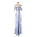 Kiwi & punch Casual Dress Off The Shoulder Sleeveless: Blue Tie-dye Dresses - Women's Size Small