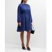 Plus Size Blouson-sleeve Keyhole Midi Dress