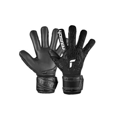 Torwarthandschuhe REUSCH "Attrakt Freegel Infinity Finger Support", Damen, Gr. 9,5, schwarz, 56% Elastodien, 30% Polyester, 8% Polypropylen, 3% Polyurethan, mehrfarbig, sportlich, Handschuhe, mit Evolution Negative Cut