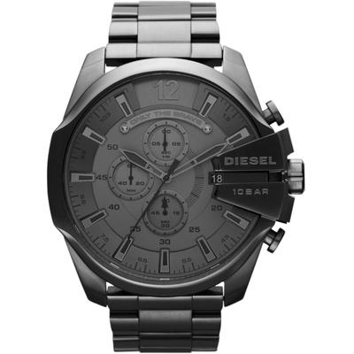 Chronograph DIESEL "MEGA CHIEF", schwarz (grau), Armbanduhren, Herren, Quarzuhr, Armbanduhr, Herrenuhr, Stoppfunktion, Edelstahlarmband Image