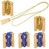 6 Pcs Children s Fitness Skipping Rope Sporting Accessory Jump Wooden Handle Household Student Bamboo