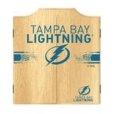 Tampa Bay Lightning Logo Dart Board Cabinet Set with 6 Steel Tip Darts