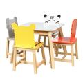 Kids Table and Chairs 5 Pieces Kiddy Table and Chair Set Cartoon Animals Wood Table Chair Set Multi-color