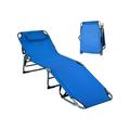 CintBllTer Folding Chaise Lounge Chair Adjustable Patio Beach Camping Recliner Sunbathe Chair Blue