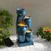 Teamson Home Outdoor 28.7 4 Tier Cascading Bowl Solar Fountain Blue