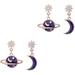 2 Pairs Sun and Moon Earrings Dangle Womens Dangling Star Pendant Light Luxury Miss