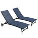 Outsunny 2 Piece Chaise Lounge Chair Pool Chairs with Wheels Dark Blue