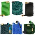 D&D Products 100ft Expanding Garden Hose Heavy Duty Flexible No-Kink Expandable Extra-Strength Water Hose with Multi-Setting Spray Nozzle and Hose Holder Blue Green Black - 25ft 50ft 75ft 100ft 150ft