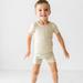 Heather Oatmeal Ribbed Two-Piece Short Sleeve & Shorts Pajama Set - 5 - 6