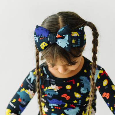 Next Level Dinos Luxe Baby Girl Soft & Stretchy Bamboo Bow Headbands - Newborn - 3T